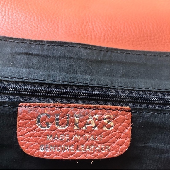 GUIA'S Purse Cognac Pebbled Leather Silver Buckle Italian Messenger Bag Vintage - Picture 13 of 14